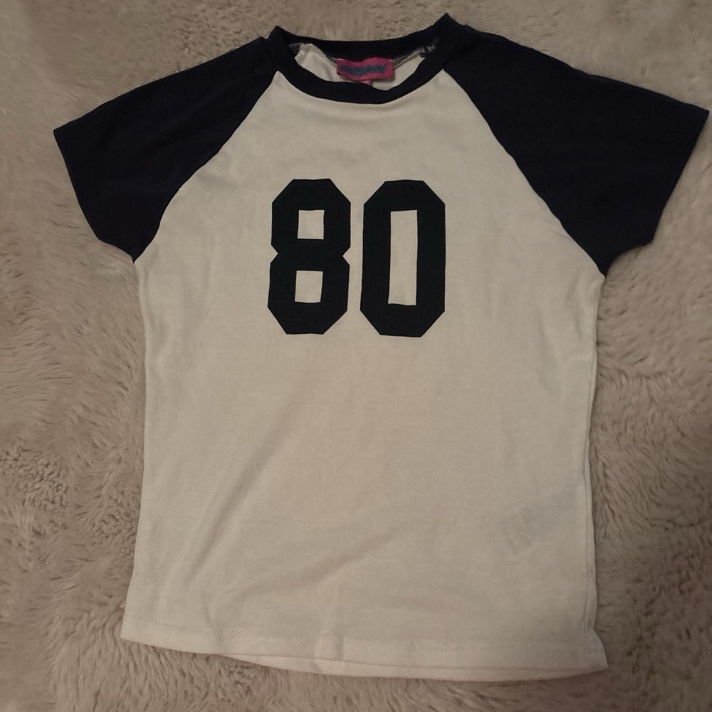 Edikted Navy and White Raglan Tee